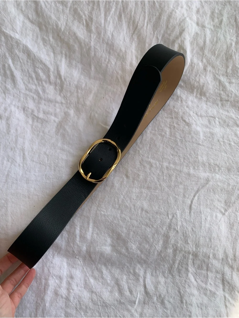 B-Low The Belt Kyra Leather Oval Buckle Belt Black Gold